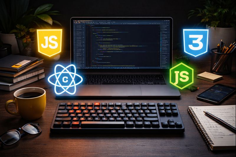 Students working on real web development projects